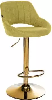 CLP Milet Barhocker Stoffbezug h&ouml;henverstellbar drehbar mit R&uuml;ckenlehne, gr&uuml;n/gold (327393)