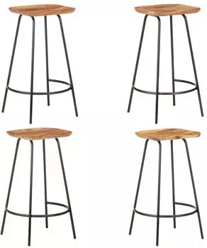 vidaXL Barhocker 4er-Set, Massivholz Akazie, Wei&szlig; (320652)
