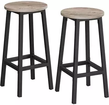 Vasagle Barhocker 2er-Set, Metallgestell, 65cm H&ouml;he, mit Fu&szlig;st&uuml;tze, Greige & Schwarz (LBC032B02)