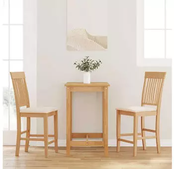 vidaXL Barhocker mit Kissen 2er-Set Natur Massivholz Gummibaum (4102570)