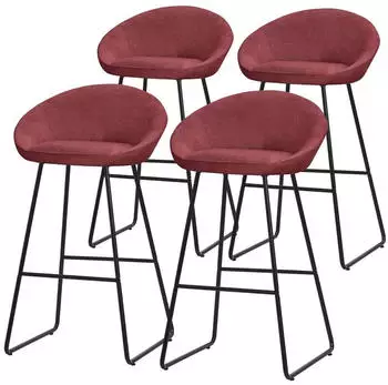 ML-Design Barhocker mit R&uuml;ckenlehne Rot Metall 4er-Set (490018545)