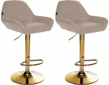 CLP Barhocker Braga 2er Set Stoff Taupe, Goldgestell, h&ouml;henverstellbar, drehbar (Braga)