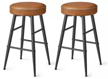 Vasagle ECHO Barhocker 2er Set, Kunstleder, karamellbraun, Mid-Century-Modern