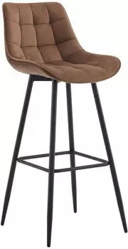 CLP Dartford Barhocker gepolstert mit R&uuml;ckenlehne, Samtbezug, Metall-Gestell, braun (324331)