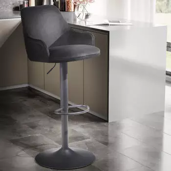 Finebuy Barhocker Samt Schwarz, drehbar, höhenverstellbar (FB60340)