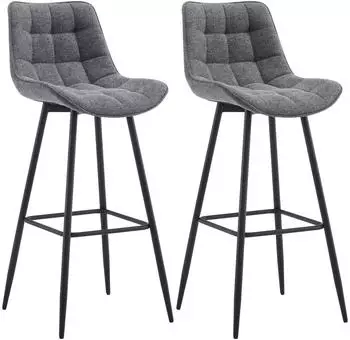 CLP Dartford Barhocker 2er-Set Stoff dunkelgrau (325337)