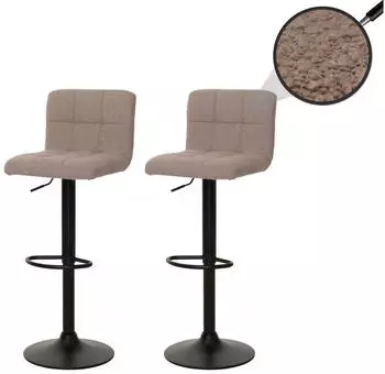 MCW Barhocker G87 2er-Set Boucle-Stoff h&ouml;henverstellbar drehbar, Taupe (MCW-G87)