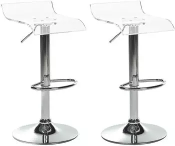 Beliani NEUM Barhocker 2er-Set, Acryl, drehbar, höhenverstellbar, transparent