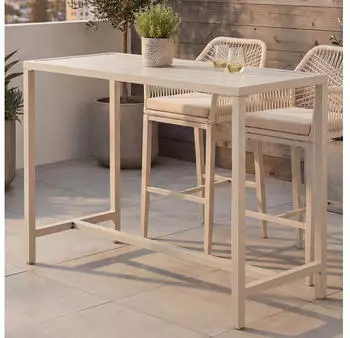 MCW P91 Stehtisch Outdoor Metall 105x130x65cm, Creme (100624)