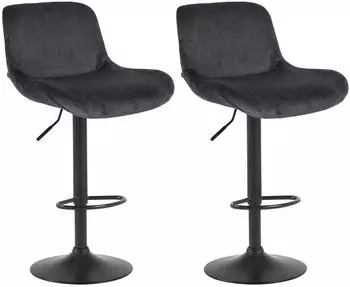 CLP Solon Barhocker 2er-Set, Samt, h&ouml;henverstellbar, drehbar, Schwarz (Solon)