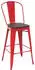 Mendler Barhocker HWC-A73 inkl. Holz-Sitzfläche, Barstuhl Tresenhocker mit Lehne, Metall Industriedesign rot