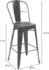 Mendler Barhocker HWC-A73 inkl. Holz-Sitzfläche, Barstuhl Tresenhocker mit Lehne, Metall Industriedesign rot