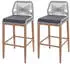 MCW O21 Rope-Barhocker 2er-Set Seilgeflecht, Holz-Optik hellgrau, Kissen dunkelgrau (98802)