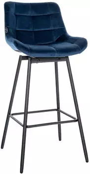 CLP Weston Drehbarer Barhocker Gesteppter Samt Blau (321492)
