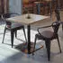 Mendler HWC-H10 Bistrotisch Industrial Ulme Massivholz/Metall 70x70cm hellbraun (103062)