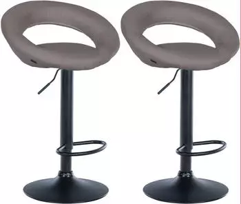 CLP Olinda Barhocker Stoff h&ouml;henverstellbar drehbar, Grau/Schwarz, 2er-Set