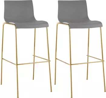 CLP Hover Barhocker 2er Set, Kunststoff, Metallgestell Goldoptik, grau (327600)