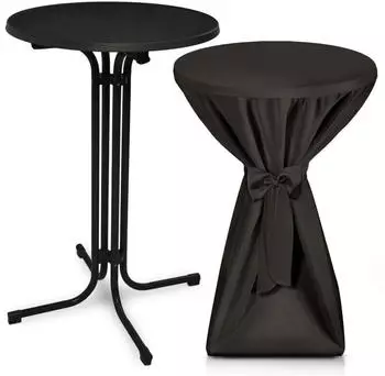 Beautissu Bellini Stehtisch klappbar mit Husse &Oslash;60cm, Schwarz