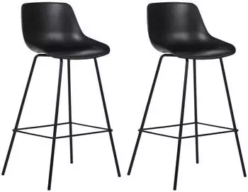 Beliani EMMET Barhocker 2er-Set Kunststoff/Metall Schwarz (EMMET)