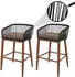 Mendler Rope-Barhocker HWC-O22 2er-Set Outdoor Seilgeflecht Holz-Optik anthrazit, Kissen taupe (111000)
