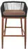 Mendler Rope-Barhocker HWC-O22 2er-Set Outdoor Seilgeflecht Holz-Optik anthrazit, Kissen taupe (111000)
