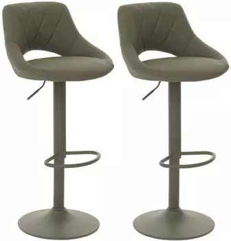 Mendler HWC-N64 Barhocker 2er-Set, Kunstleder drehbar, gr&uuml;n (158922)