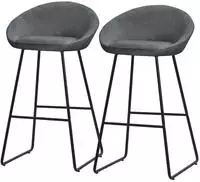 ML-Design Barhocker 2er Set Anthrazit 75 cm, Stoffbezug, gepolstert,...