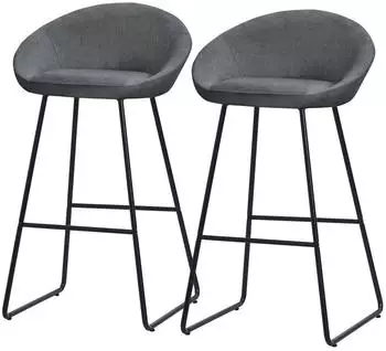 ML-Design Barhocker mit R&uuml;ckenlehne Anthrazit Metall/Stoff 75cm 2er-Set