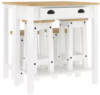 vidaXL 5-tlg. Bar-Set Wei&szlig; Massivholz Kiefer (3217077)