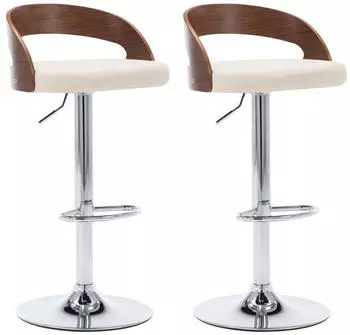 vidaXL Barhocker 2 Stk. Kunstleder Bugholz Cremewei&szlig; (283145)