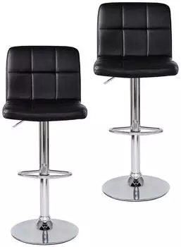 Dibea Barhocker 2er-Set, 360&deg; drehbar, h&ouml;henverstellbar, Kunstleder, Schwarz (BC00865)