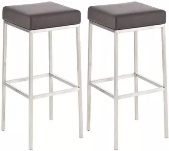 CLP Montreal Barhocker Kunstleder braun, Metallgestell Edelstahl (2er Set)