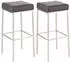 CLP Montreal Barhocker Kunstleder braun, Metallgestell Edelstahl (2er Set)