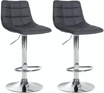 CLP Barhocker Jerry 2er Set Kunstleder h&ouml;henverstellbar grau (323199)