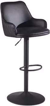 Wohnling Barhocker Kunstleder Schwarz h&ouml;henverstellbar mit Armlehne (WL7.009)