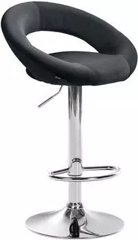 CLP Olinda Barhocker Samt, h&ouml;henverstellbar, drehbar, schwarz/Chrom (325980)