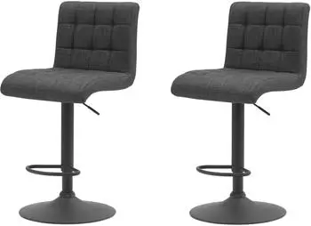 Hela Erika H Barhocker 2er-Set, Mikrofaser anthrazit, h&ouml;henverstellbar, 360&deg; drehbar (812509)