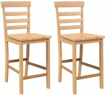 vidaXL Barhocker 2 Stk. Massivholz Gummibaum Natur (4102540)
