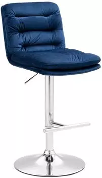 CLP Damar Barhocker Samt, Blau/Chrom, h&ouml;henverstellbar drehbar (322901)