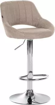 CLP Barhocker Milet Stoff h&ouml;henverstellbar drehbar mit R&uuml;ckenlehne, Taupe/Chrom (321296)