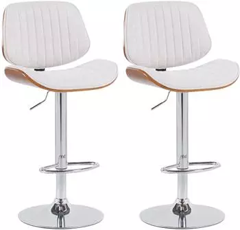 CLP Clawson 2er-Set Barhocker Stoff, walnuss/creme, Chrom (CLP 326571)