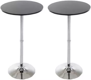 CLP Stehtisch 2er-Set, rund, Holz/Metall, schwarz, &Oslash;60cm, H108cm