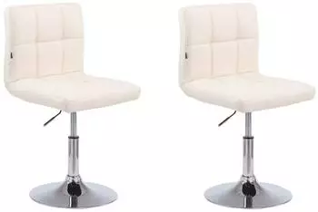CLP Palma V2 Barhocker Kunstleder, h&ouml;henverstellbar, creme (2er-Set)