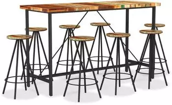 vidaXL 9-tlg. Bar-Set aus recyceltem Massivholz (3053445)