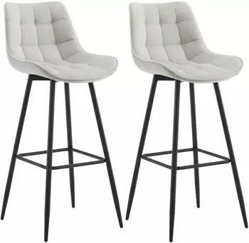 CLP Dartford Barhocker 2er-Set, Samt, Metall-Gestell, grau (325343)