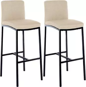 CLP Freeport Barhocker mit R&uuml;ckenlehne, Stoff, creme, 2er-Set (327333)