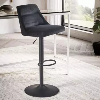 Finebuy Barhocker Samt Schwarz Drehbar (FB60301)