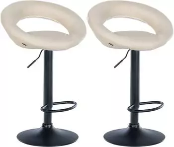 CLP Olinda Barhocker 2er-Set, Stoff, creme, h&ouml;henverstellbar