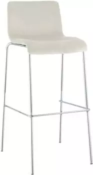 CLP Hover Barhocker Samtbezug mit R&uuml;ckenlehne, Metallgestell Chrom, creme