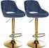 CLP Milet Barhocker 2er-Set, Samtbezug, höhenverstellbar, drehbar, blau (327807)
